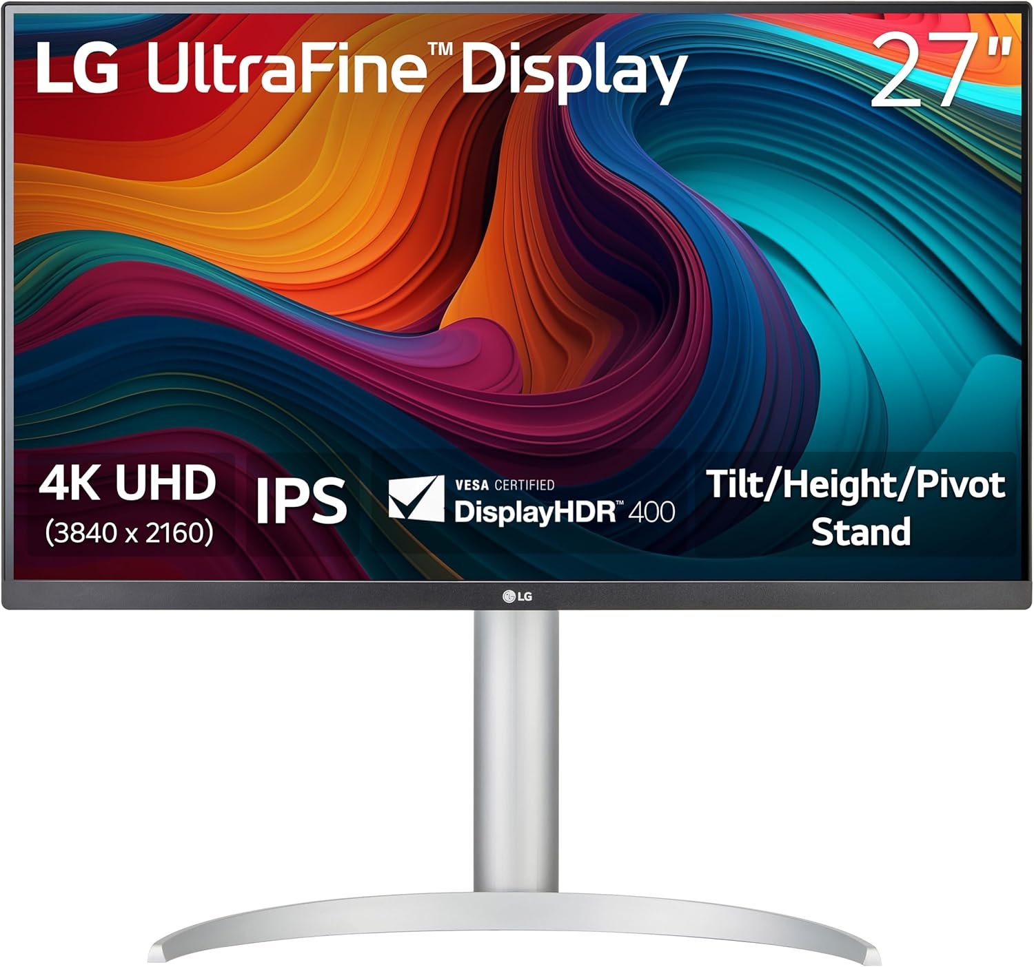 LG 27UP650K-W 27-inch Ultrafine 4K UHD (3840 x 2160) IPS Computer Monitor, 60Hz, 5ms, DisplayHDR 400, Reader Mode, Flicker Safe, HDMI, DisplayPort, Tilt/Height/Pivot Adjustable Stand, White | Displayhdr 400, 95% Dci-P3, 5ms Gtg, 2x HDMI, Dp1.4, Adjustable Stand, 3.5mm Out
