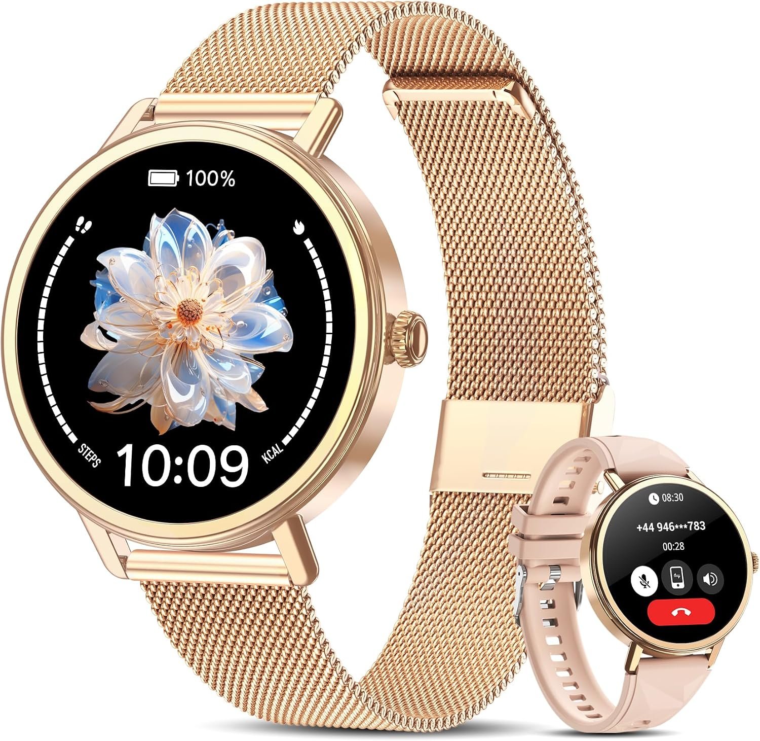 Smart Watch for Women, Answer/Make Call, 1.26″ AMOLED Touchscreen Fitness Tracker with Bluetooth Calls, Heart Rate/Sleep Monitor, 120+ Sports Fitness Watch, IP68 Waterproof Smartwatch for Android iOS