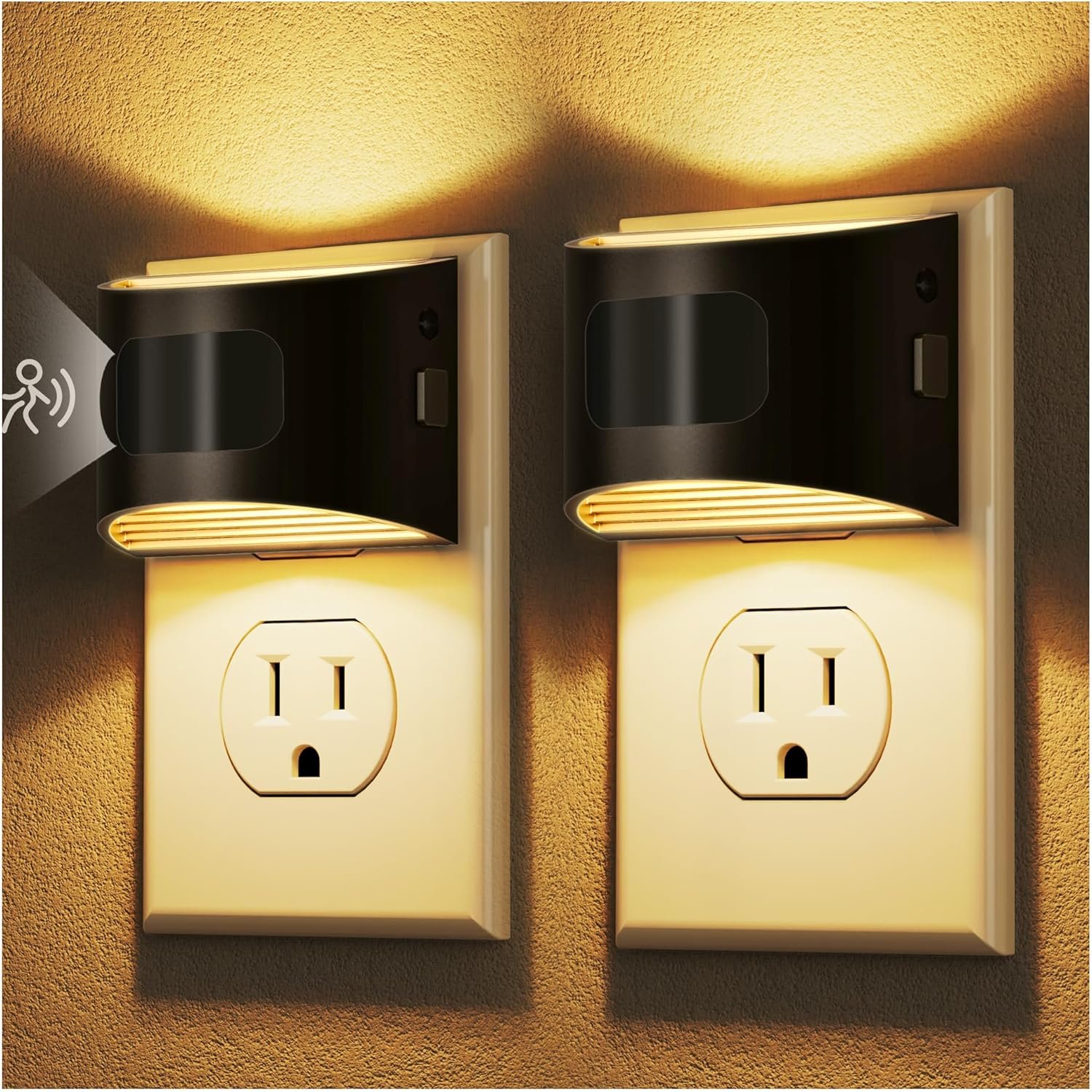 DORESshop Motion Sensor Night Light, Night Lights Plug into Wall, 3000K | 3 Mode Plug-in Night Light with Motion Sensor, Dusk to Dawn, for Bedroom, Bathroom, Hallway, 2 Packs