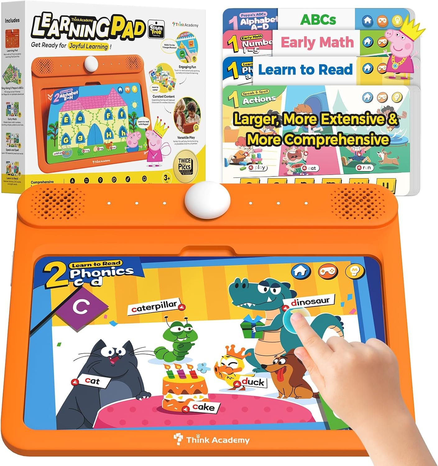 Think Academy Learning Pad – Screen Free Tablet with Flash Cards Inserted to Learn Alphabet, Numbers, Early Math, Logic, Nature and Daily Life, Educational Toys Gift for 3 4 5 Years Old Boys Girls