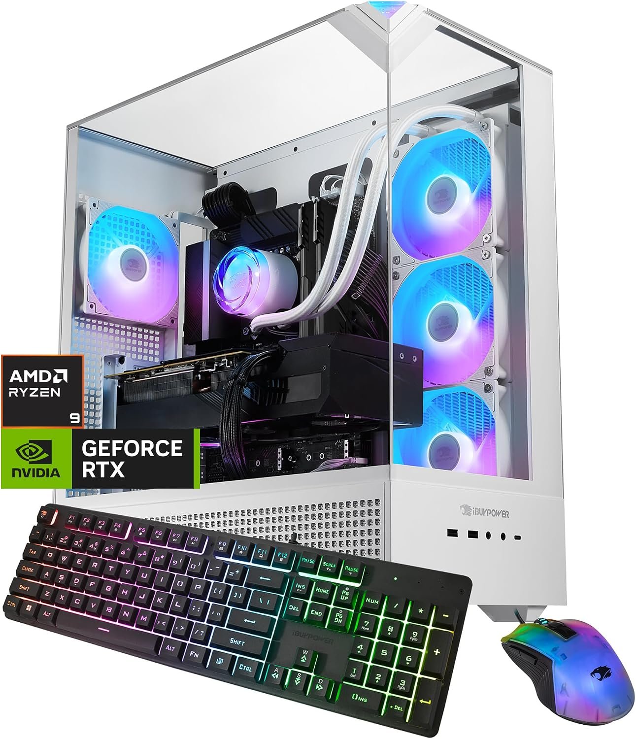 iBUYPOWER Element Gaming PC Desktop Computer AMD Ryzen 9 7900X CPU, NVIDIA GeForce RTX 5070 12GB GPU, 32GB DDR5 RAM, 1TB NVMe SSD, Windows 11 Home, Gamer Keyboard and Mouse – EWA9N5702