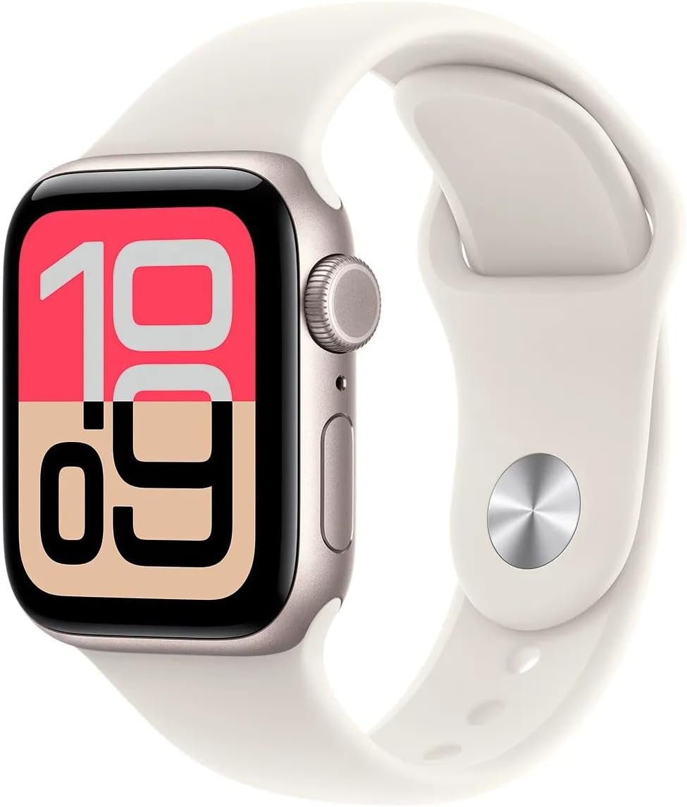 Apple Watch SE (3nd Gen) (GPS, 40mm) – Starlight Aluminum Case with Starlight Sport Band, S/M (Renewed)