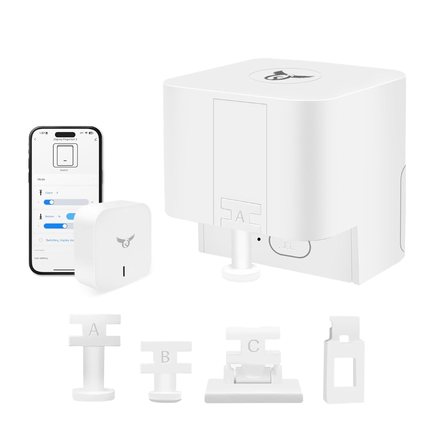 Osprey.Life Smart Fingerbot (WiFi Gateway Included), Supports Toggle/Button/Rocker Switch, Remote Control from Anywhere, Alexa & Google Compatible, IFTTT, 2.4GHz Wi-Fi, White